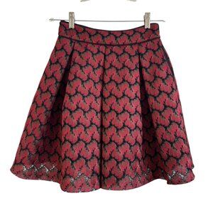 Maje Julian Pleated Mini Skirt Red Black Classy Chic Women's Size 1